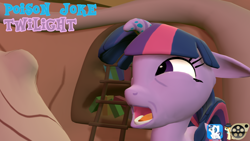 Size: 1920x1080 | Tagged: safe, artist:beardeddoomguy, shining armor, twilight sparkle, pony, unicorn, .zip file at source, 3d, 3d model, downloadable, gmod, golden oaks library, ladder, poison joke, solo, source filmmaker, twilight flopple