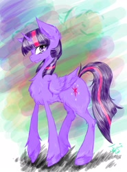 Size: 1852x2508 | Tagged: safe, artist:jillowbear, derpibooru import, twilight sparkle, twilight sparkle (alicorn), alicorn, pony, female, fluffy, mare, solo, unshorn fetlocks