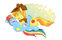 Size: 1058x688 | Tagged: safe, artist:little-squeaker, braeburn, rainbow dash, pegasus, pony, braedash, female, male, shipping, straight