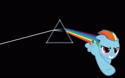 Size: 2880x1800 | Tagged: safe, artist:resistance-of-faith, rainbow dash, pegasus, pony, album cover, dash side of the moon, female, flying, hipgnosis, mare, pink floyd, ponified, ponified album cover, solo, sonic rainboom, the dark side of the moon