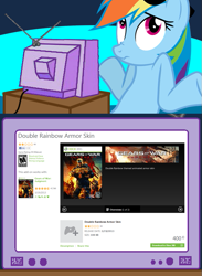 Size: 563x769 | Tagged: safe, rainbow dash, pegasus, pony, blue coat, exploitable meme, female, gears of war, mare, multicolored mane, solo, tv meme