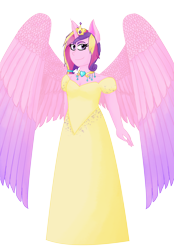 Size: 2274x3264 | Tagged: safe, artist:cornerverse, princess cadance, anthro, clothes, dress, female, gala dress, simple background, solo, transparent background