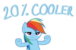 Size: 680x442 | Tagged: safe, rainbow dash, pegasus, pony, 20% cooler, animated, solo, text, what now