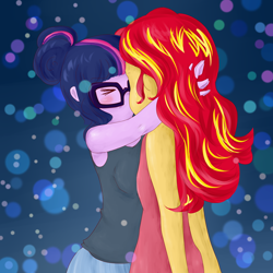 Size: 800x800 | Tagged: safe, artist:usagitoxic, derpibooru import, sci-twi, sunset shimmer, twilight sparkle, equestria girls, clothes, eyes closed, female, kissing, lesbian, scitwishimmer, shipping, sunsetsparkle, tanktop