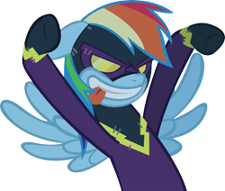 Size: 4907x4154 | Tagged: safe, artist:rainbowcrab, rainbow dash, pegasus, pony, luna eclipsed, absurd resolution, clothes, nightmare night, shadowbolt dash, shadowbolts, shadowbolts costume, simple background, tongue out, transparent background, vector