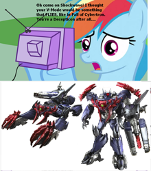 Size: 1056x1200 | Tagged: safe, rainbow dash, pegasus, pony, beast hunters, exploitable meme, shockwave (transformers), transformers, transformers prime, tv meme