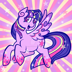 Size: 1024x1024 | Tagged: safe, artist:cosmocatcrafts, derpibooru import, twilight sparkle, twilight sparkle (alicorn), alicorn, pony, female, mare, rainbow power, solo, watermark