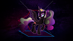 Size: 3840x2160 | Tagged: safe, artist:laszlvfx, artist:theshadowstone, edit, princess cadance, alicorn, pony, female, mare, nightmare cadance, nightmarified, smiling, solo, vector, wallpaper, wallpaper edit