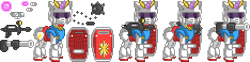 Size: 468x116 | Tagged: safe, derpibooru import, twilight sparkle, armor, flail, gun, gundam, pixel art, rifle, rx-78-2 gundam, simple background, solo, sprite, transparent background, visor, weapon