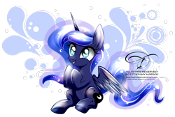 Size: 1264x850 | Tagged: safe, artist:tiffanymarsou, princess luna, alicorn, pony, cute, female, filly, happy, heart eyes, lunabetes, simple background, sitting, solo, transparent background, wingding eyes, woona, younger