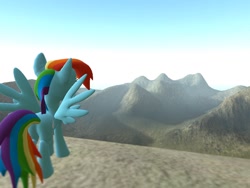 Size: 1024x768 | Tagged: safe, artist:hano, rainbow dash, pegasus, pony, 3d, gmod, mountain, wings