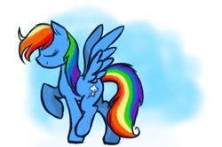 Size: 858x569 | Tagged: safe, artist:inktehkitty, rainbow dash, pegasus, pony, blue coat, female, mare, multicolored mane