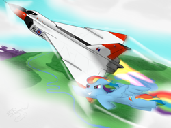 Size: 4000x3000 | Tagged: safe, artist:niegelvonwolf, rainbow dash, pegasus, pony, avro arrow, canada, cf-105, plane