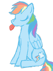 Size: 768x1024 | Tagged: safe, artist:rainwolfy, rainbow dash, pegasus, pony, blue coat, female, mare, multicolored mane, solo, tongue out