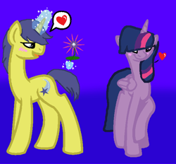 Size: 626x580 | Tagged: safe, artist:nocturnal-song, derpibooru import, comet tail, twilight sparkle, twilight sparkle (alicorn), alicorn, pony, cometlight, female, flower, heart, male, mare, shipping, simple background, straight