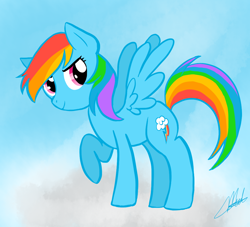 Size: 1100x1000 | Tagged: safe, artist:sketchcee, rainbow dash, pegasus, pony, blue coat, female, mare, multicolored mane