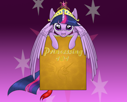 Size: 2500x2000 | Tagged: safe, artist:arcuswind, derpibooru import, twilight sparkle, twilight sparkle (alicorn), alicorn, pony, big crown thingy, book, female, looking at you, mare, solo, spread wings, that pony sure does love books