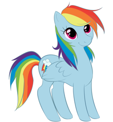Size: 954x1034 | Tagged: safe, artist:scott, rainbow dash, pegasus, pony, female, folded wings, mare, simple background, smiling, solo, white background, wings