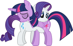 Size: 8192x5115 | Tagged: safe, artist:volodragon, derpibooru import, rarity, twilight sparkle, twilight sparkle (alicorn), alicorn, pony, unicorn, absurd resolution, female, hug, mare, sad