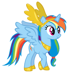 Size: 644x696 | Tagged: artist needed, safe, rainbow dash, alicorn, pony, alternate hairstyle, race swap, rainbowcorn, solo