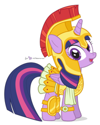 Size: 660x830 | Tagged: safe, artist:dm29, derpibooru import, twilight sparkle, twilight sparkle (alicorn), alicorn, pony, scare master, armor, armor skirt, athena sparkle, clothes, costume, cute, female, mare, simple background, skirt, solo, transparent background