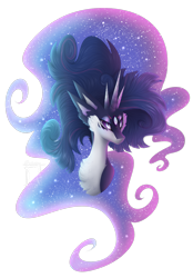 Size: 1299x1868 | Tagged: safe, artist:monogy, princess cadance, princess celestia, princess luna, twilight sparkle, twilight sparkle (alicorn), oc, oc:dianisis cibele, alicorn, pony, bust, empress, ethereal mane, female, fusion, goddess, mare, multiple eyes, multiple horns, portrait, simple background, solo, transparent background