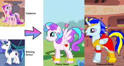 Size: 1576x840 | Tagged: safe, artist:silverbuller, princess cadance, princess flurry heart, shining armor, oc, oc:diamond blade, alicorn, pony, unicorn, pony creator, female, male, offspring, parent:princess cadance, parent:shining armor, parents:shiningcadance, shiningcadance, shipping, straight