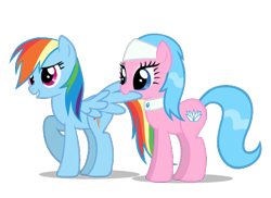 Size: 550x400 | Tagged: safe, artist:mixermike622, aloe, rainbow dash, pegasus, pony, aloebetes, cute, nom, preening, simple background, transparent background, vector