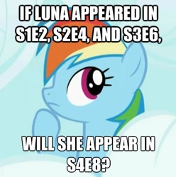 Size: 497x502 | Tagged: safe, rainbow dash, pegasus, pony, blue coat, fancy mathematics, female, image macro, mare, multicolored mane