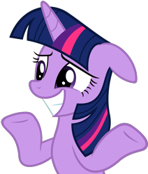 Size: 5120x6040 | Tagged: safe, artist:slb94, derpibooru import, twilight sparkle, amending fences, absurd resolution, grin, shrug, simple background, solo, squee, transparent background, vector