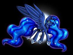 Size: 1200x900 | Tagged: safe, artist:inspiredpixels, princess luna, alicorn, pony, black background, moon, simple background, solo