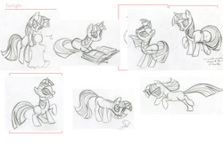 Size: 1224x792 | Tagged: safe, artist:lauren faust, derpibooru import, twilight sparkle, pony, unicorn, concept art, leak, monochrome, official art, sketch, solo, traditional art