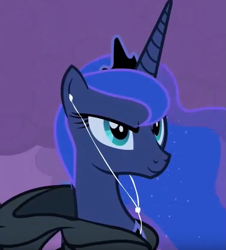 Size: 571x633 | Tagged: safe, edit, edited screencap, screencap, princess luna, alicorn, pony, friendship is witchcraft, luna eclipsed, clothes, earbuds, hoodie, solo