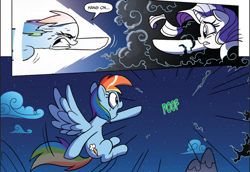 Size: 836x574 | Tagged: safe, idw, rainbow dash, rarity, pegasus, pony, unicorn, spoiler:comic, spoiler:comic05, official comic, poof