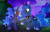 Size: 9998x6377 | Tagged: safe, artist:asika-aida, princess luna, oc, alicorn, pony, absurd resolution, female, mare, mother and child, mother and daughter, next generation, night, offspring, outdoors, parent and child, parent:king sombra, parent:princess luna, parents:lumbra