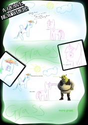 Size: 2480x3508 | Tagged: safe, rainbow dash, twilight sparkle, ogre, pegasus, pony, 420, a grave new world, comic, shrek, vulgar, why sid why