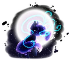 Size: 2889x2429 | Tagged: safe, artist:alithecat1989, princess luna, alicorn, pony, full moon, looking at you, magic, moon, night, simple background, solo, transparent background