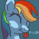 Size: 128x128 | Tagged: safe, artist:pix3m, rainbow dash, pegasus, pony, 30 minute art challenge, palindrome get, pixel art, sprite, tongue out