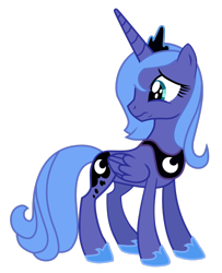 Size: 1024x1263 | Tagged: safe, artist:dilvereye, princess luna, alicorn, pony, female, jewelry, looking back, mare, regalia, s1 luna, sad, simple background, solo, transparent background, vector