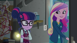 Size: 1400x782 | Tagged: safe, screencap, dean cadance, princess cadance, sci-twi, twilight sparkle, equestria girls, friendship games