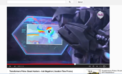 Size: 1014x617 | Tagged: safe, rainbow dash, pegasus, pony, hub logo, megatron, transformers, youtube