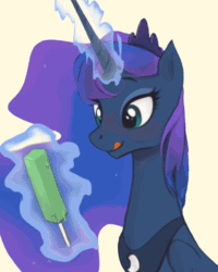 Size: 520x650 | Tagged: safe, artist:ehfa, artist:szafir87, edit, princess luna, alicorn, pony, animated, blushing, cinemagraph, cute, female, food, gif, ice cream, licking, licking lips, lunabetes, mare, smiling, solo, tongue out