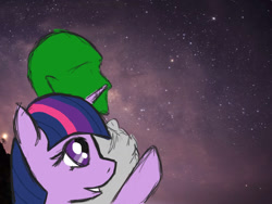 Size: 1280x960 | Tagged: safe, artist:arcanelexicon, derpibooru import, twilight sparkle, oc, oc:anon, human, night, sky, stars