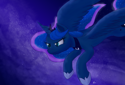 Size: 2200x1503 | Tagged: safe, artist:j24262756, princess luna, alicorn, pony, female, flying, mare, solo