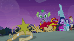 Size: 1920x1080 | Tagged: safe, derpibooru import, screencap, applejack, rarity, spike, sunset shimmer, twilight sparkle, dog, equestria girls, equestria girls (movie), big crown thingy, exploitable meme, meme, spike the dog, sunset shimmer reaching for things