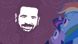 Size: 1379x776 | Tagged: safe, rainbow dash, twilight sparkle, pegasus, pony, billy mays, double rainboom, female, mare