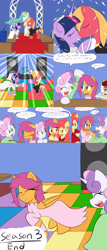 Size: 2400x5600 | Tagged: safe, artist:jake heritagu, apple bloom, big macintosh, dj pon-3, octavia melody, princess cadance, princess celestia, princess luna, scootaloo, sweetie belle, twilight sparkle, twilight sparkle (alicorn), vinyl scratch, oc, oc:lightning blitz, alicorn, earth pony, pegasus, pony, comic:ask motherly scootaloo, baby, baby pony, clothes, colt, comic, cutie mark crusaders, dance floor, dancing, disco ball, dress, female, hairpin, kissing, male, marriage, motherly scootaloo, offspring, older, older apple bloom, older scootaloo, older sweetie belle, parent:rain catcher, parent:scootaloo, parents:catcherloo, ring, shipping, speakers, straight, tuxedo, twimac, wedding, wedding dress, wedding ring