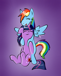 Size: 1336x1644 | Tagged: safe, artist:lunafyre, derpibooru import, rainbow dash, twilight sparkle, pegasus, pony, female, hug, lesbian, love, shipping, twidash