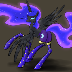 Size: 750x750 | Tagged: safe, artist:cosmalumi, nightmare moon, clothes, socks, solo, stupid sexy nightmare moon