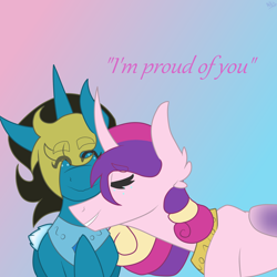 Size: 1688x1688 | Tagged: safe, artist:moonakart13, artist:moonaknight13, princess cadance, oc, alicorn, pony, canon x oc, chest plate, coat markings, eyes closed, freckles, nuzzling, otp, shipping, smiling